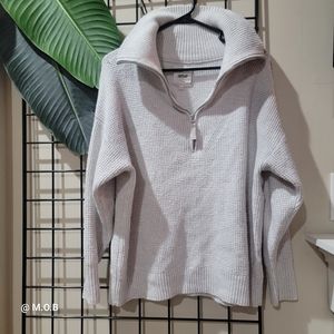 Aerie Quarter Zip Waffle Sweater